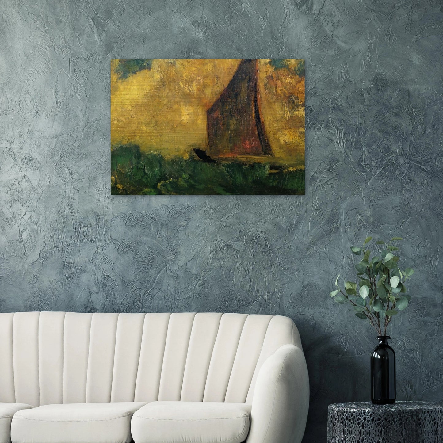 THE MYSTERIOUS BOAT - Odilon Redon Brushed Aluminum Print - 70x100 cm / 28x40 inches | Odilon Redon Aluminum Print | Odilon Redon Prints