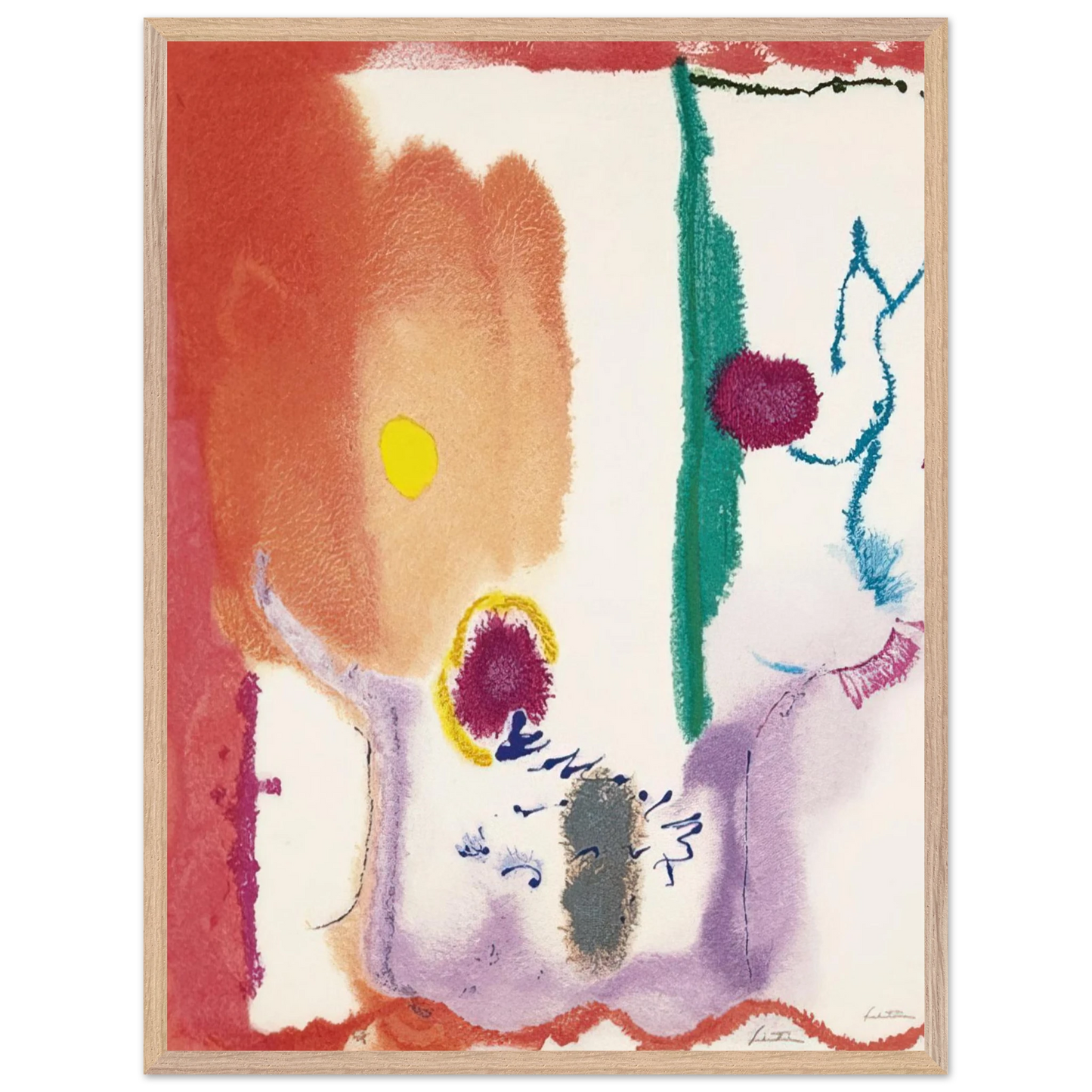 Helen Frankenthaler - Beginnings - 2002 Wall art - 15x20 cm / 6x8 inches - Premium Wooden Framed Poster With Fine Art Paper - Black frame