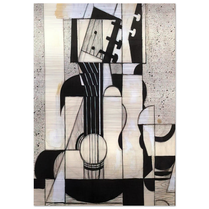 STILL LIFE WITH GUITAR 1913 - Juan Gris Brushed Aluminum Print - 70x100 cm / 28x40 inches | Juan Gris Aluminum Print | Juan Gris Prints