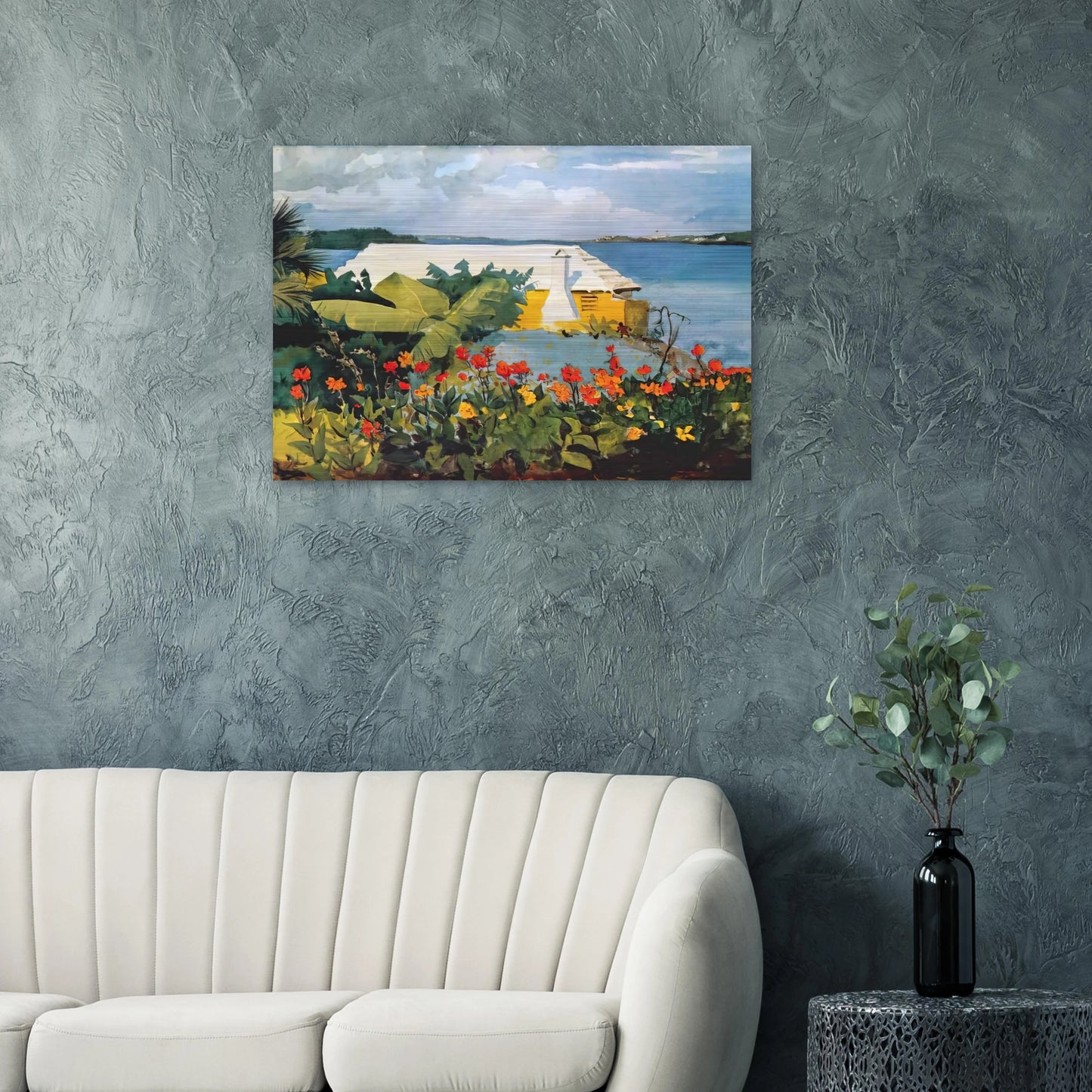 FLOWER GARDEN AND BUNGALOW BERMUDA - Winslow Homer Brushed Aluminum Print - 70x100 cm / 28x40 inches | Winslow Homer Aluminum Print | Winslow Homer Prints