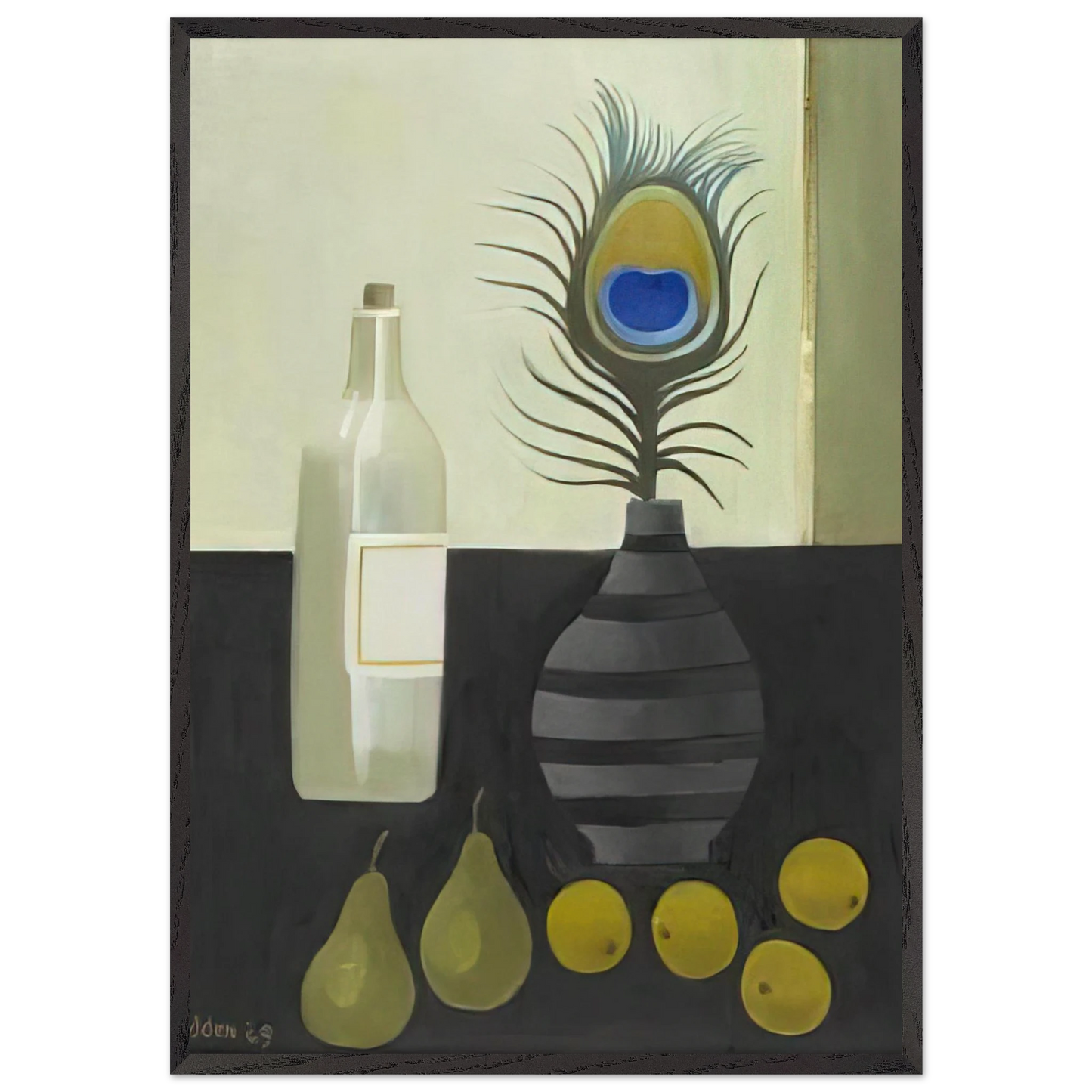 Peacock Feather Still Life - 2009 - Mary Fedden Framed Art Print – Black Wooden Frame - Default Title - -Framed Art Print