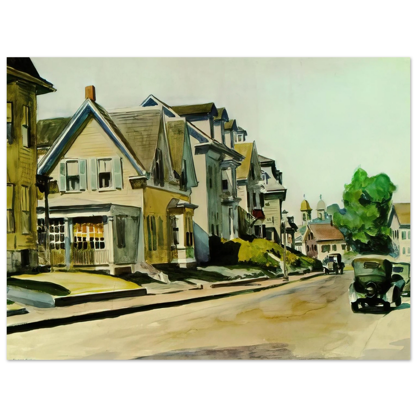 Edward Hopper - Sun on Prospect Street Gloucester, Massachusetts Fine Art Poster - 13x18 cm / 5x7 inches