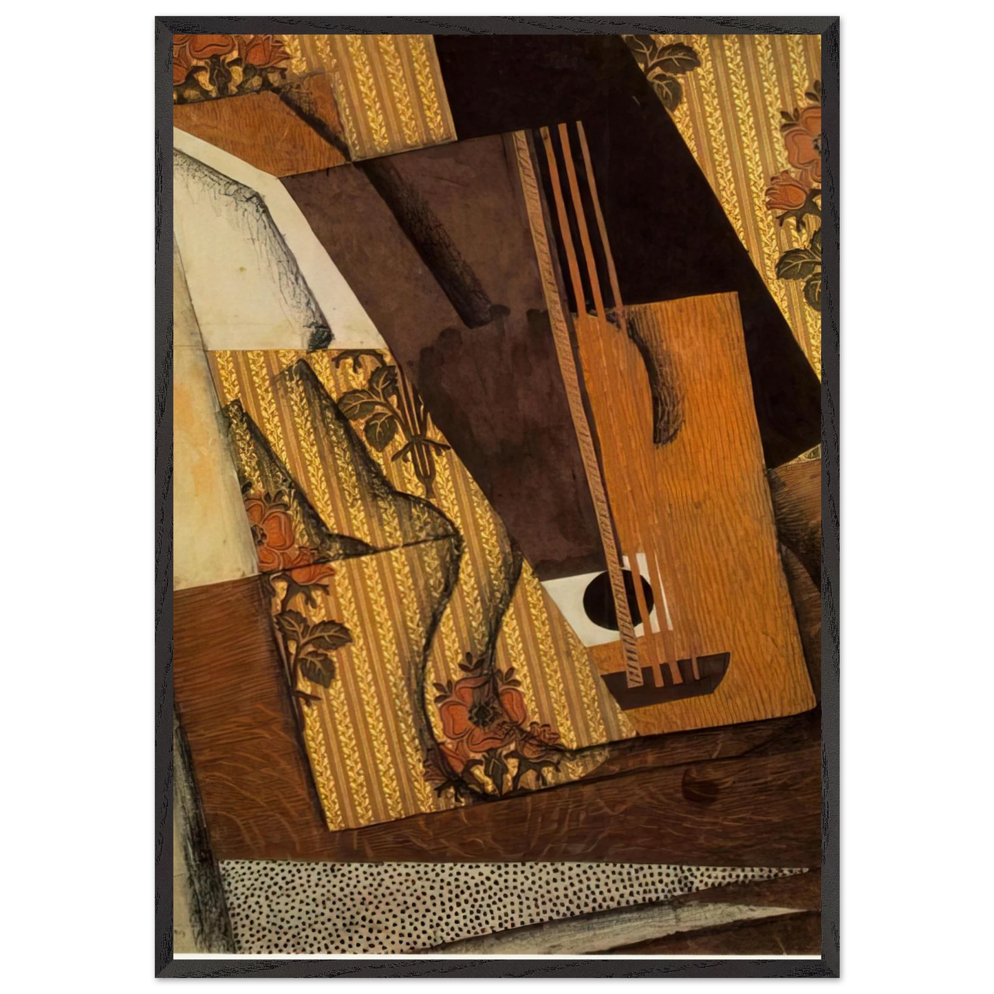 THE GUITAR 1914 - Juan Gris 70x100 cm / 28x40 inches Framed Art Print – Black Wooden Frame