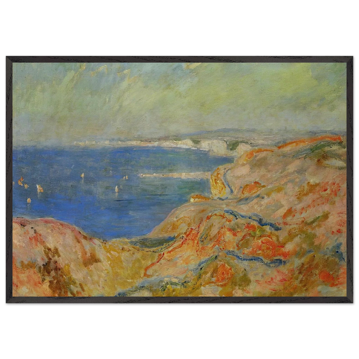 On the Cliff near Dieppe - claude monet Framed Art Print – Black Wooden Frame - Default Title - -Framed Art Print