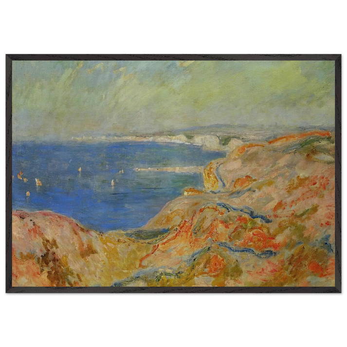 On the Cliff near Dieppe - claude monet 70x100 cm / 28x40 inches Framed Art Print – Black Wooden Frame