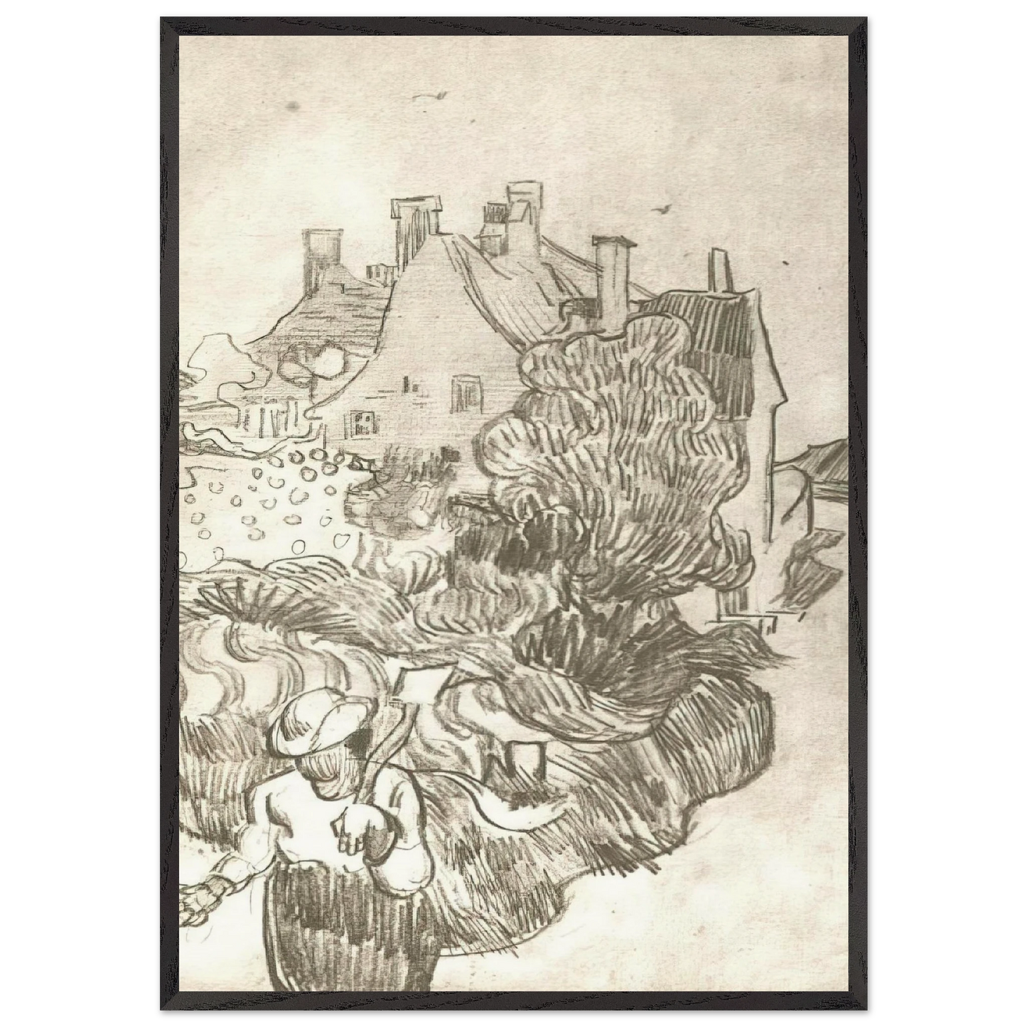 A House at Auvers - Vincent van Gogh Framed Art Print – Black Wooden Frame - Default Title - -Framed Art Print