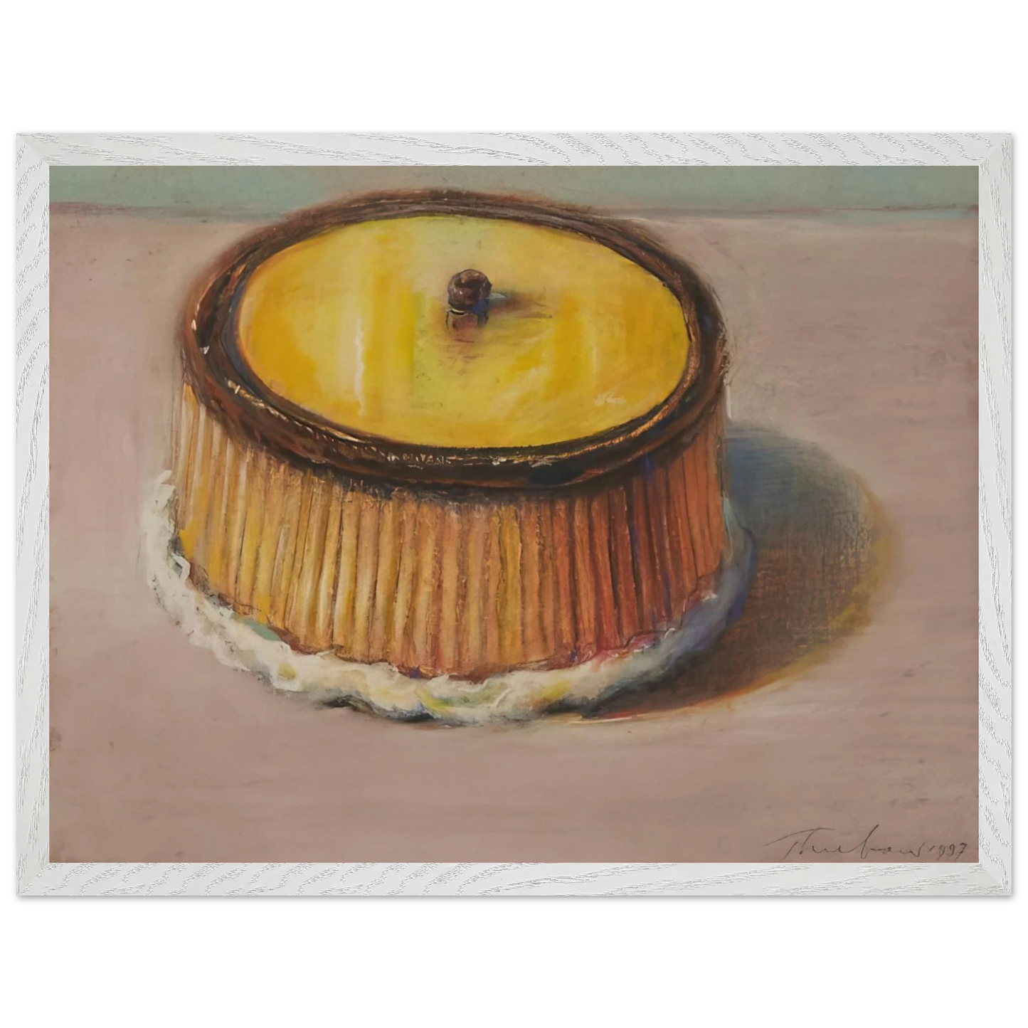 Wayne Thiebaud - Lemon Cake - 1997 Wall Art - 60x80 cm / 24x32 inches - Premium Wooden Framed Poster With Fine Art Paper - Wood frame