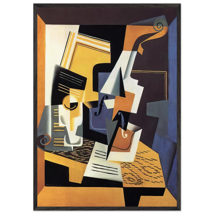 VIOLIN AND GLASS 1918 - Juan Gris 70x100 cm / 28x40 inches Framed Art Print – Black Wooden Frame