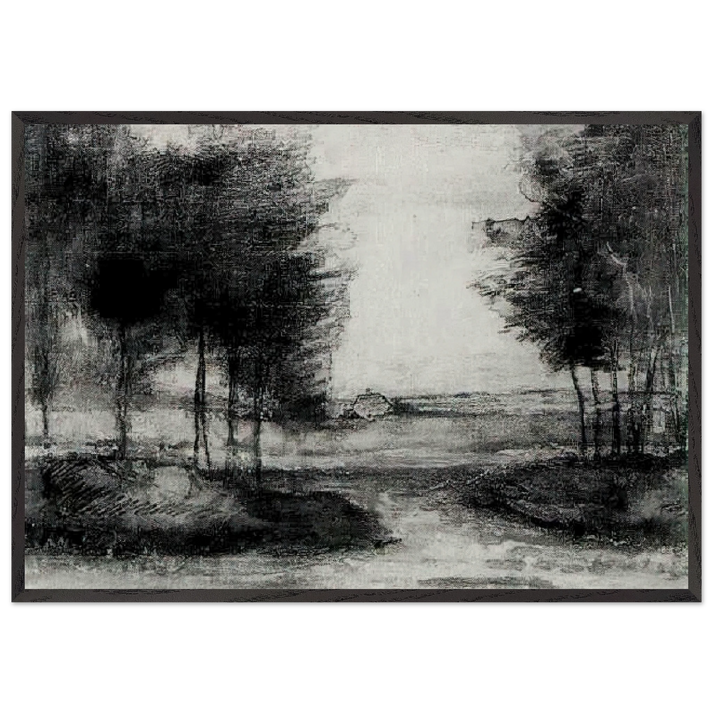 LANDSCAPE N15 - Vincent van Gogh 70x100 cm / 28x40 inches Framed Art Print – Black Wooden Frame