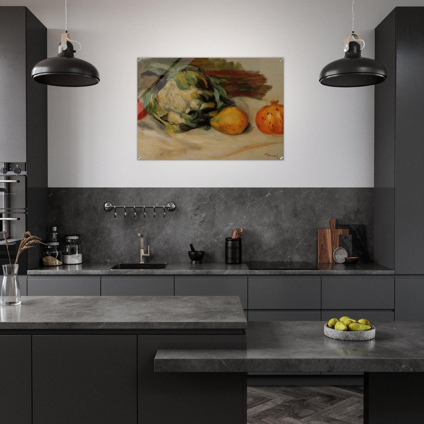 Cauliflower and Pomegranates - Pierre-Auguste Renoir Acrylic Print - 70x100 cm / 28x40″ inches | Pierre-Auguste Renoir Wall Art | Pierre-Auguste Renoir Prints