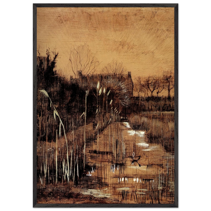Ditch - Vincent van Gogh 70x100 cm / 28x40 inches Framed Art Print – Black Wooden Frame
