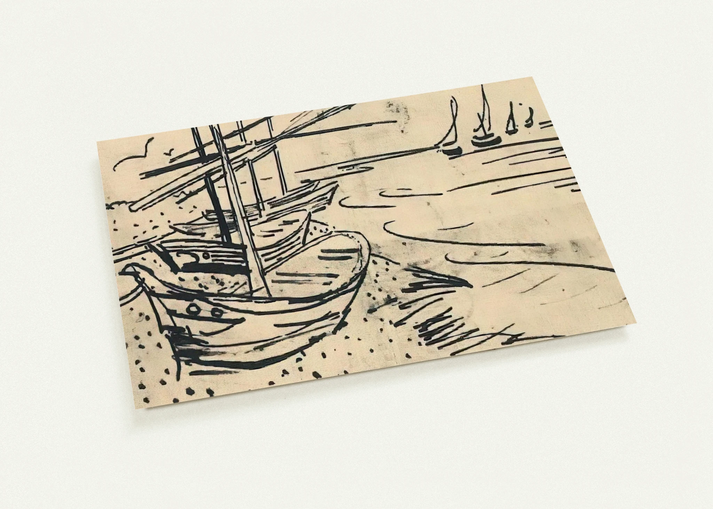 Fishing Boats on the Beach By Vincent van Gogh Pack of 10 Post Cards | Vincent van Gogh Post Cards | A6 (10.5 x 14.8 cm) - 4.1 x 5.8 inches