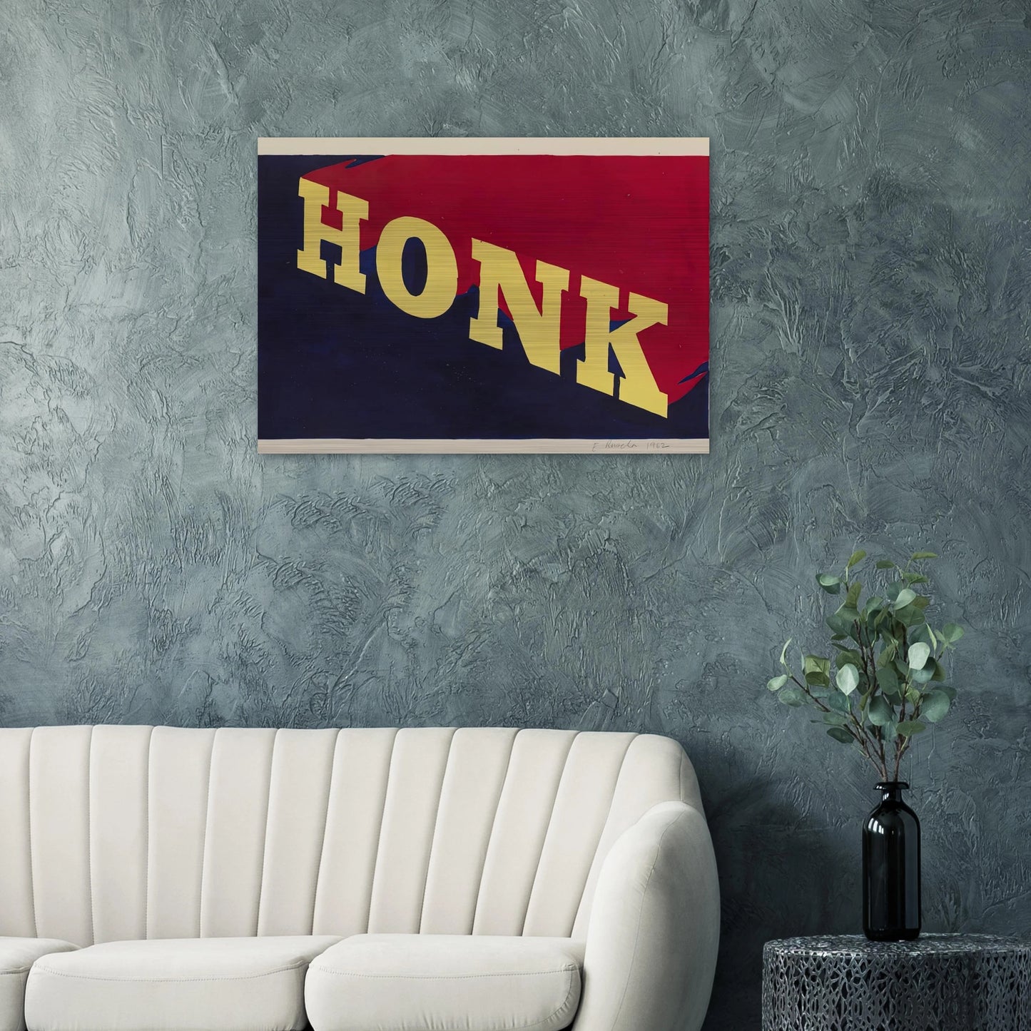 HONK 1962 - Edward Ruscha Brushed Aluminum Print - 70x100 cm / 28x40 inches | Edward Ruscha Aluminum Print | Edward Ruscha Prints