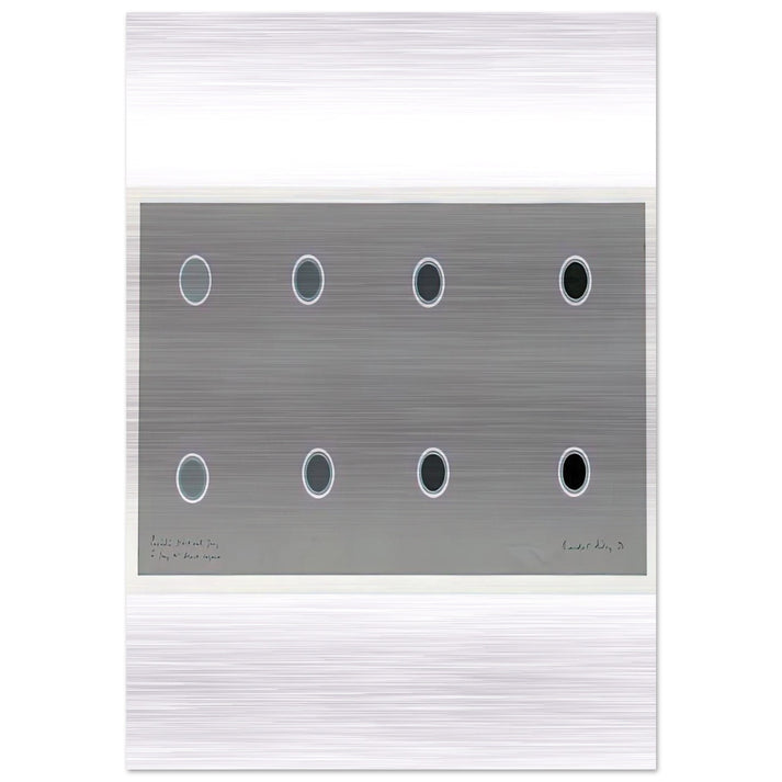 ENCIRCLING DISCS WITH GREY IN GREY TO BLACK SEQUENCE 1970 - Bridget Riley Brushed Aluminum Print - 70x100 cm / 28x40 inches | Bridget Riley Aluminum Print | Bridget Riley Prints