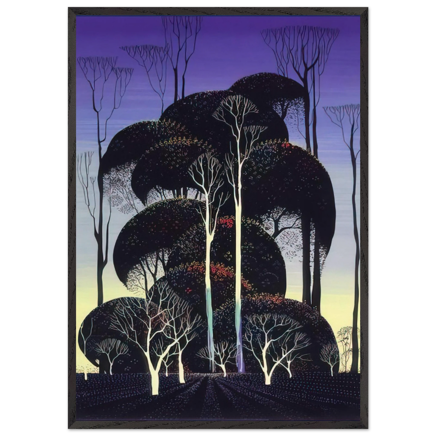 Forest Arabesque - Eyvind Earle 70x100 cm / 28x40 inches Framed Art Print – Black Wooden Frame