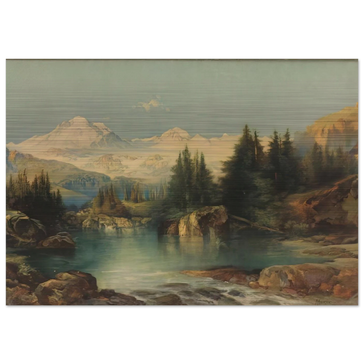 View of the Rocky Mountains - Thomas Moran Brushed Aluminum Print - 70x100 cm / 28x40 inches | Thomas Moran Aluminum Print | Thomas Moran Prints