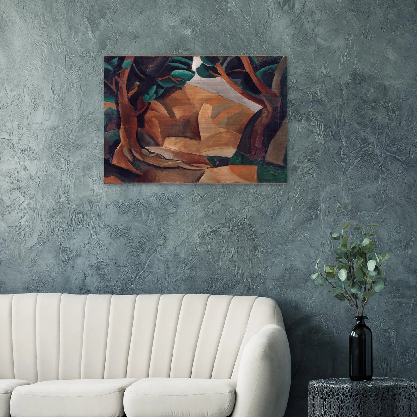 Paysage aux deux figures - 1908 France - Pablo Picasso Brushed Aluminum Print - 70x100 cm / 28x40 inches | Pablo Picasso Aluminum Print | Pablo Picasso Prints