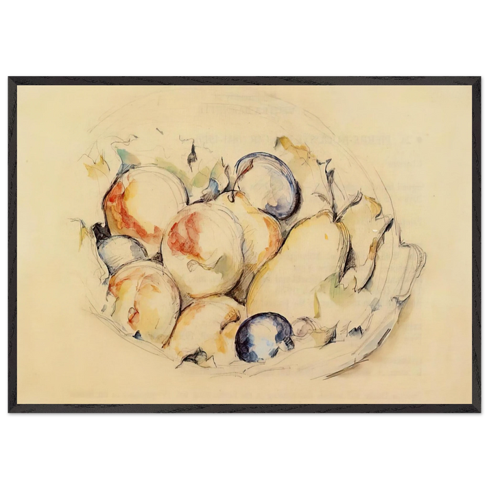 Fruits - Paul Cezanne 70x100 cm / 28x40 inches Framed Art Print – Black Wooden Frame