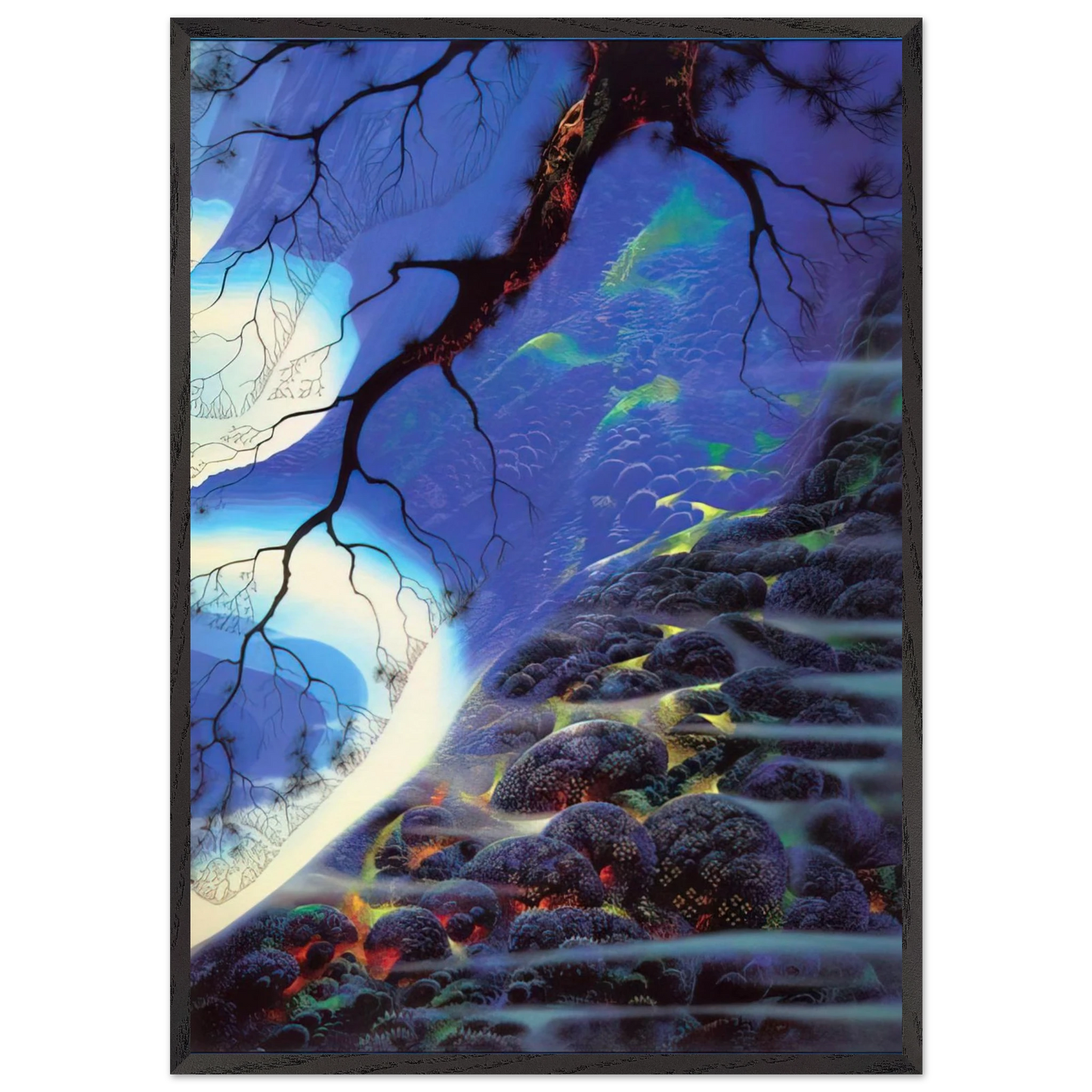 Mystical Big Sur - Eyvind Earle 70x100 cm / 28x40 inches Framed Art Print – Black Wooden Frame