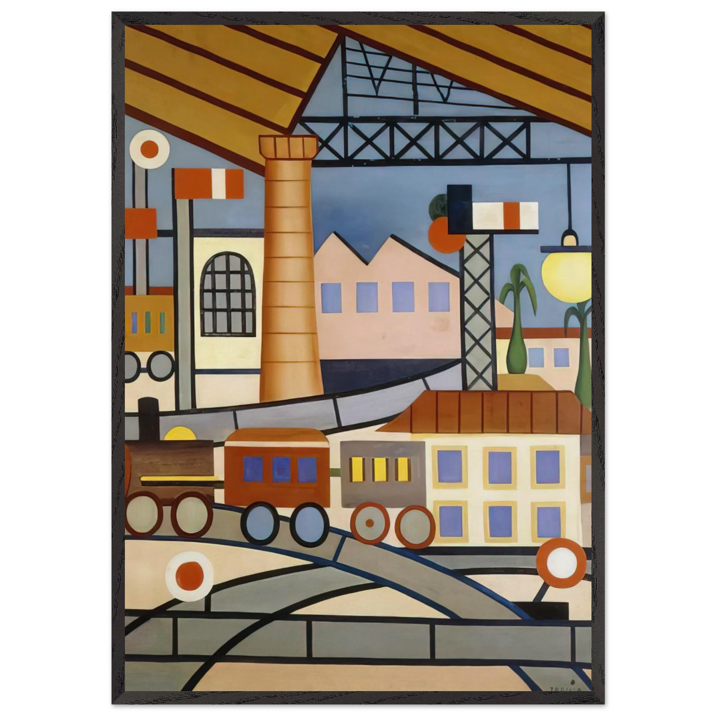 A Gare - Tarsila do Amaral 70x100 cm / 28x40 inches Framed Art Print – Black Wooden Frame