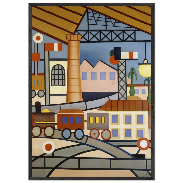 A Gare - Tarsila do Amaral 70x100 cm / 28x40 inches Framed Art Print – Black Wooden Frame