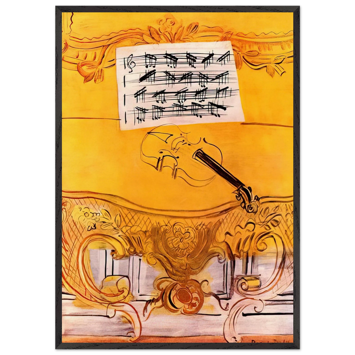 THE YELLOW CONSOLE WITH A VIOLIN 1949 - Raoul Dufy 70x100 cm / 28x40 inches Framed Art Print – Black Wooden Frame