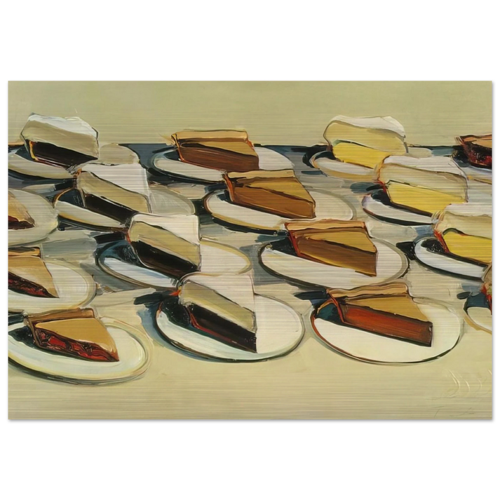 Pies, Pies, Pies - 1961 - Wayne Thiebaud Brushed Aluminum Print - 70x100 cm / 28x40 inches | Wayne Thiebaud Aluminum Print | Wayne Thiebaud Prints