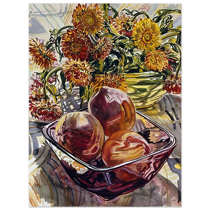 Janet Fish - PEACHES AND STRAWFLOWERS 1990 75x100 cm / 30x40inches Fine Art Poster