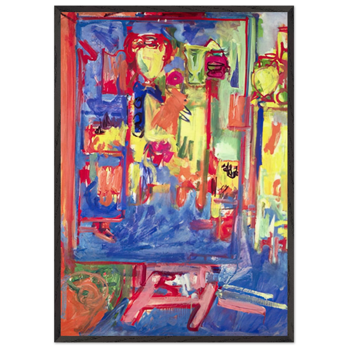 Interior Composition - Hans Hofmann 70x100 cm / 28x40 inches Framed Art Print – Black Wooden Frame