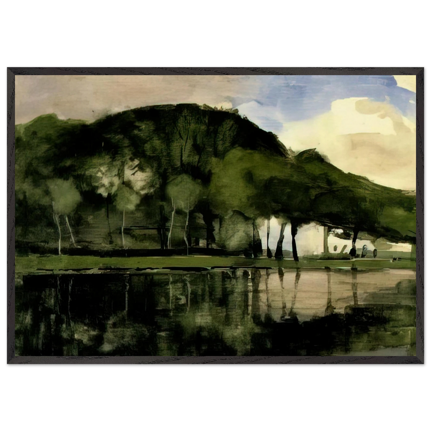 Along the Amstel - Piet Mondrian 70x100 cm / 28x40 inches Framed Art Print – Black Wooden Frame
