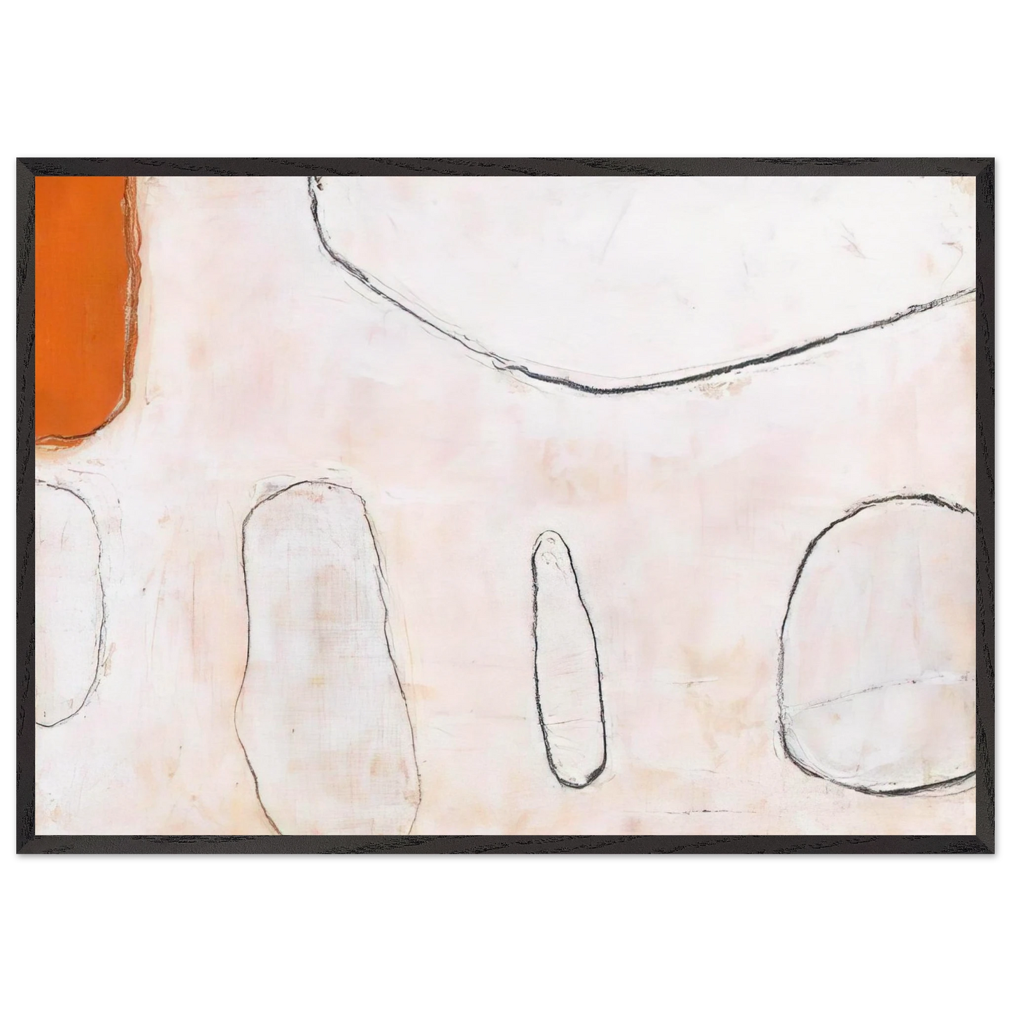 Orange and White - 1962 - William Scott 70x100 cm / 28x40 inches Framed Art Print – Black Wooden Frame