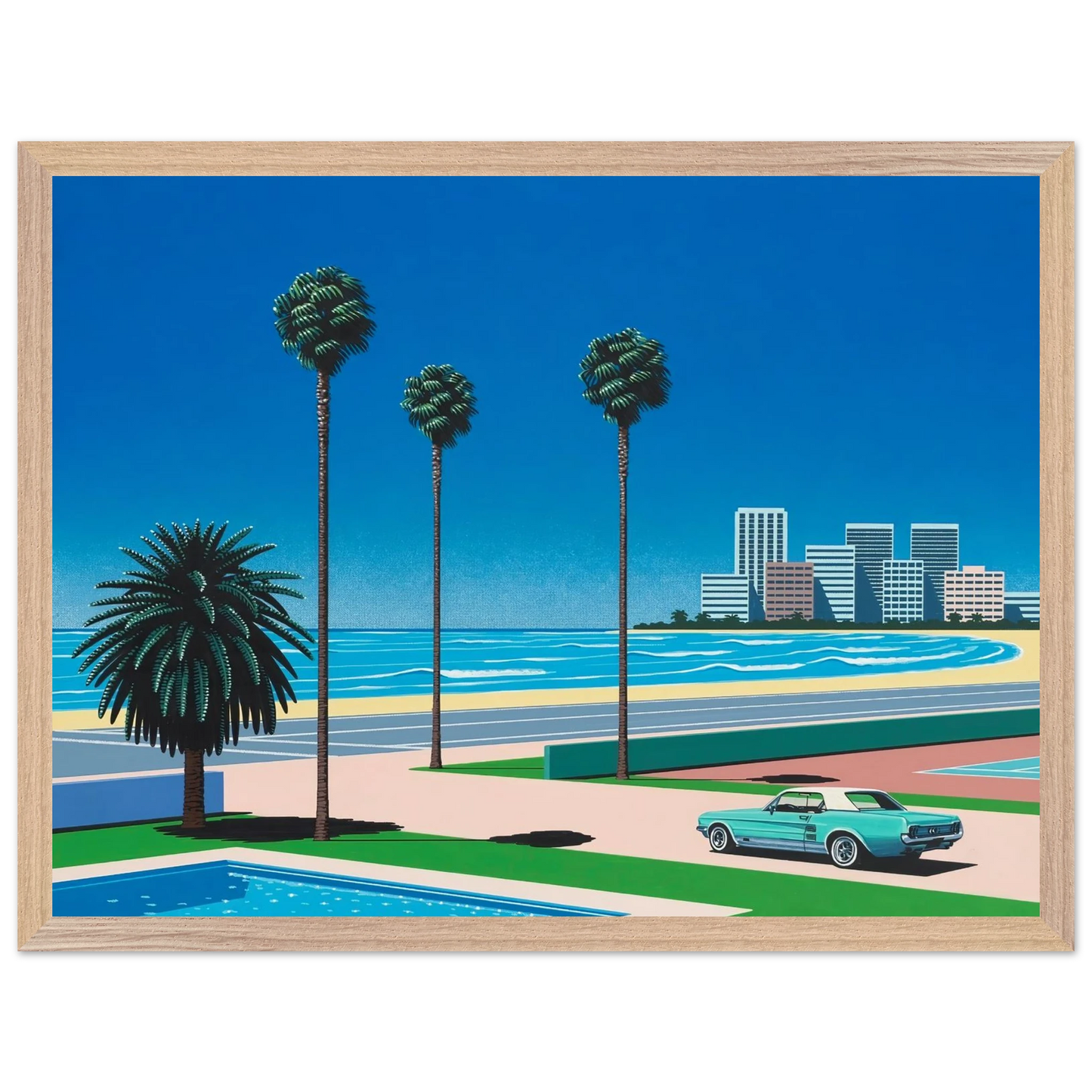Hiroshi Nagai - Sunshine Reggae Wall Art - 30x40 cm / 12x16 inches - Premium Wooden Framed Poster With Fine Art Paper - White frame