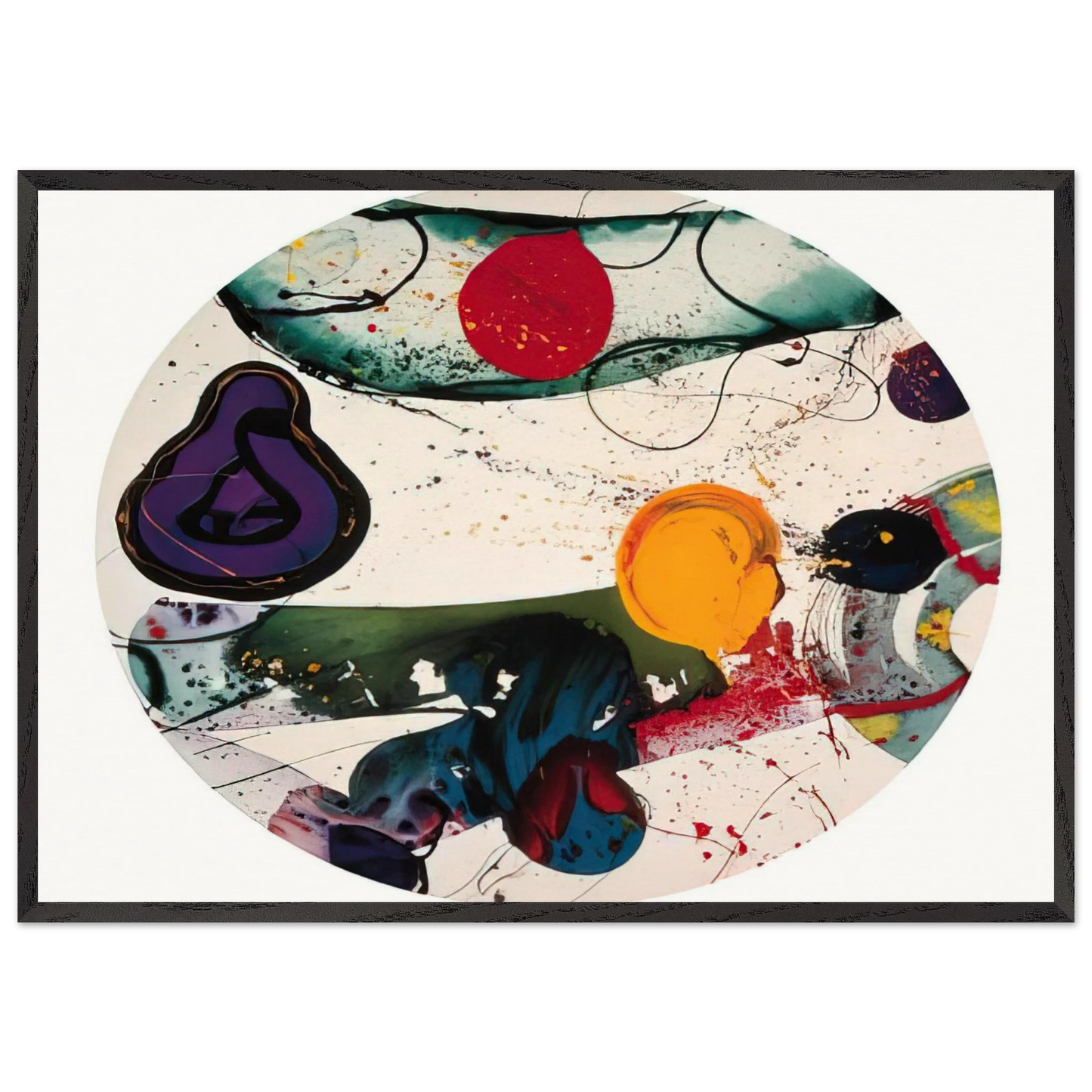 Lollipop SF88-250 - Sam Francis Framed Art Print – Black Wooden Frame - Default Title - -Framed Art Print