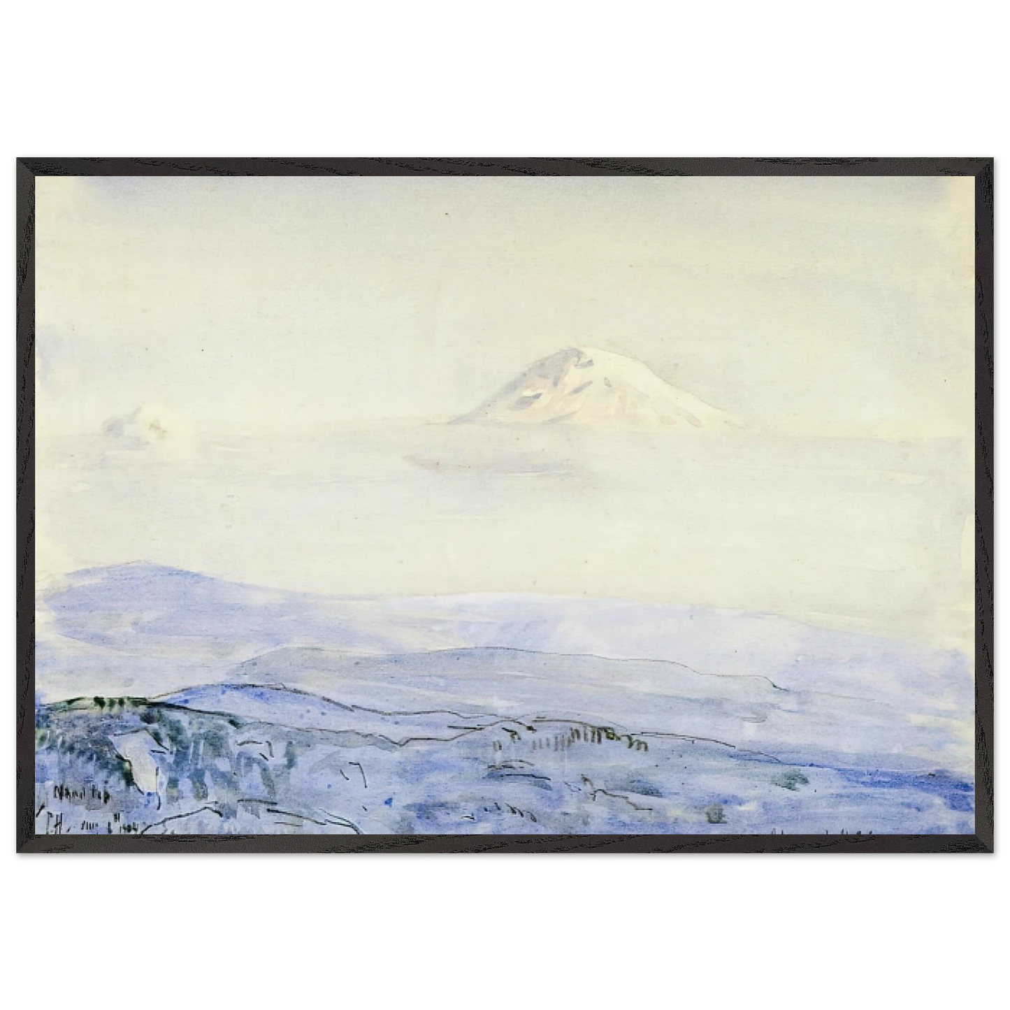 Adams and St Helens Early Morning - Childe Hassam 70x100 cm / 28x40 inches Framed Art Print – Black Wooden Frame