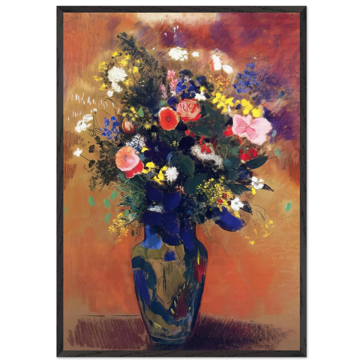 LARGE BOUQUET OF WILD FLOWERS - Odilon Redon 70x100 cm / 28x40 inches Framed Art Print – Black Wooden Frame
