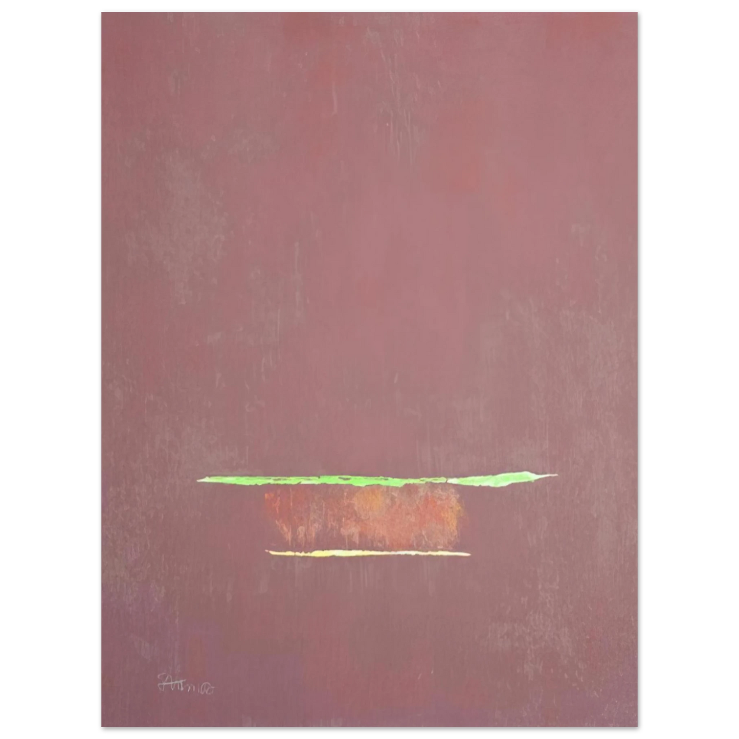 Theodoros Stamos - Purple Color Field with Two Green Lines - Color Field Painting Fine Art Poster - Default Title