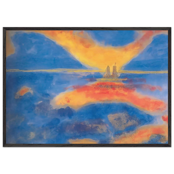 Sunrise at the sea - Emil Nolde 70x100 cm / 28x40 inches Framed Art Print – Black Wooden Frame