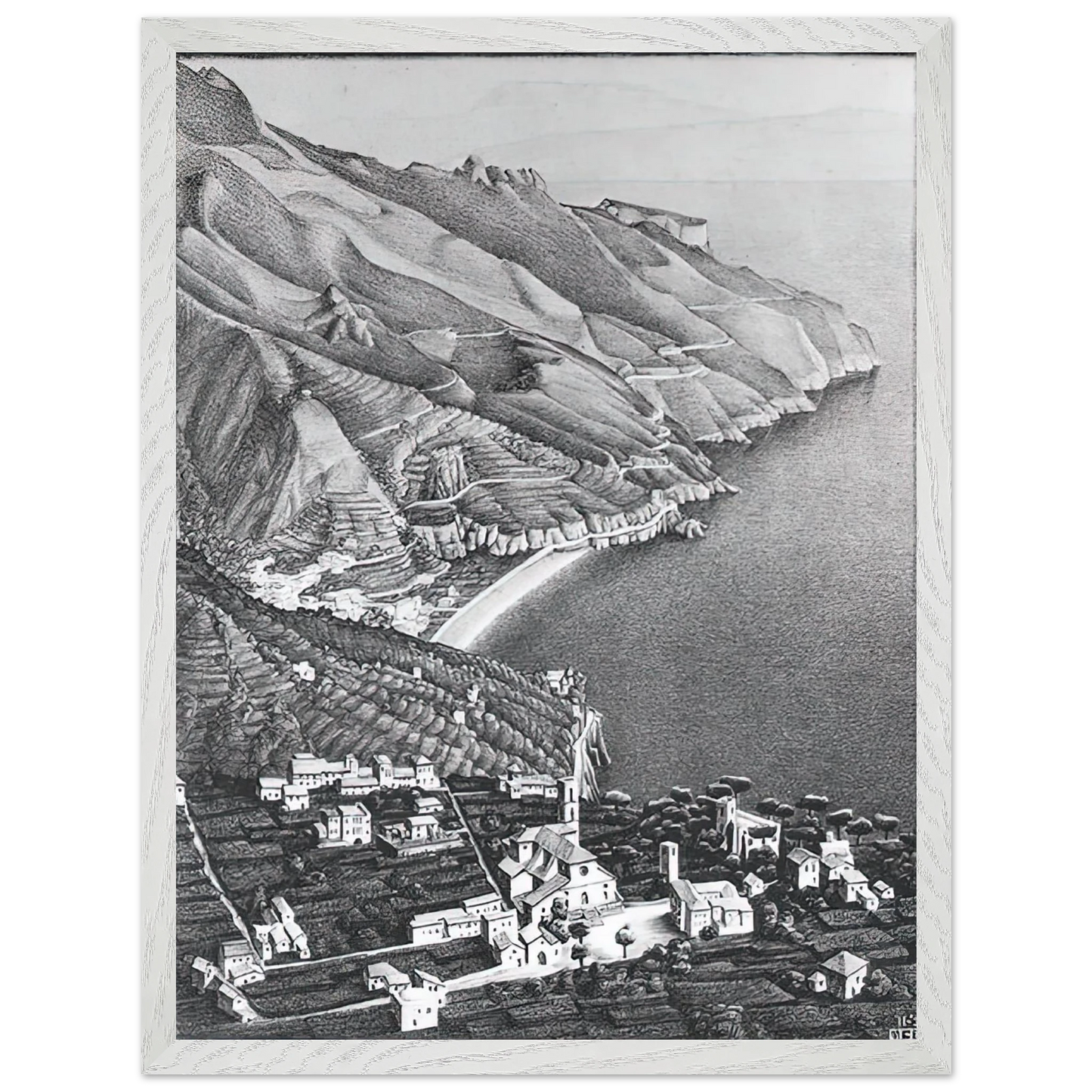 MC Escher - RAVELLO AND THE COAST OF AMALFI Wall Art - 30x40 cm / 12x16 inches - Fine Art Poster - -