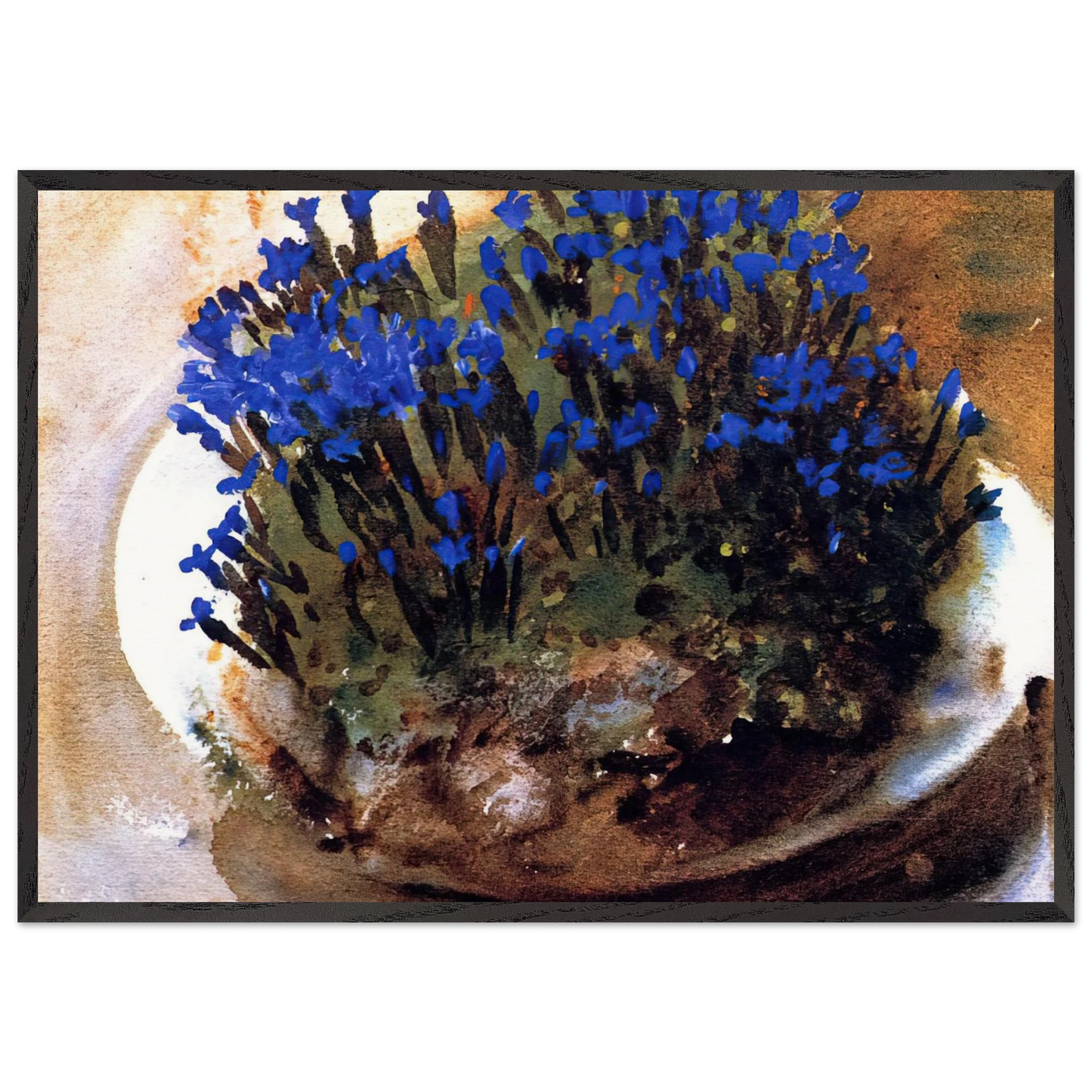 Blue Gentians - John Singer Sargent 70x100 cm / 28x40 inches Framed Art Print – Black Wooden Frame