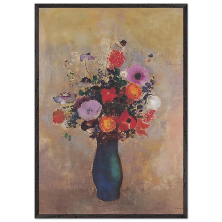 WILDFLOWERS - Odilon Redon 70x100 cm / 28x40 inches Framed Art Print – Black Wooden Frame