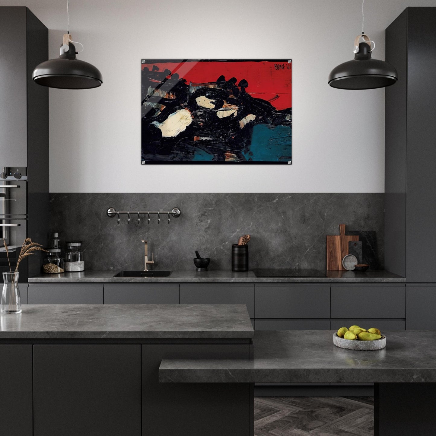 Ciel Rouge Sur Le Lac - 1961 - S. H. Raza Acrylic Print - 70x100 cm / 28x40″ inches | S. H. Raza Wall Art | S. H. Raza Prints