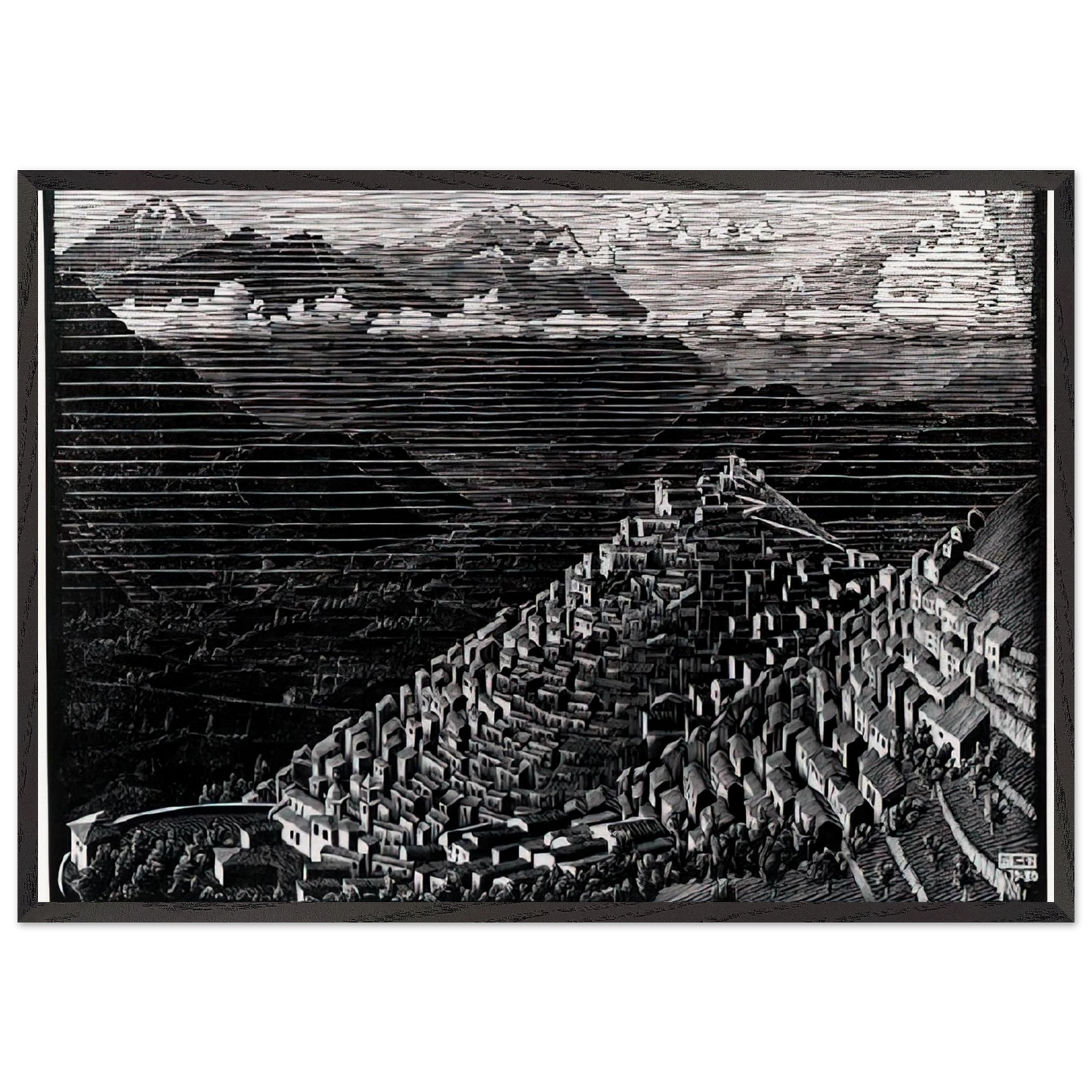 MORANO CALABRIA - MC Escher Framed Art Print – Black Wooden Frame - Default Title - -Framed Art Print