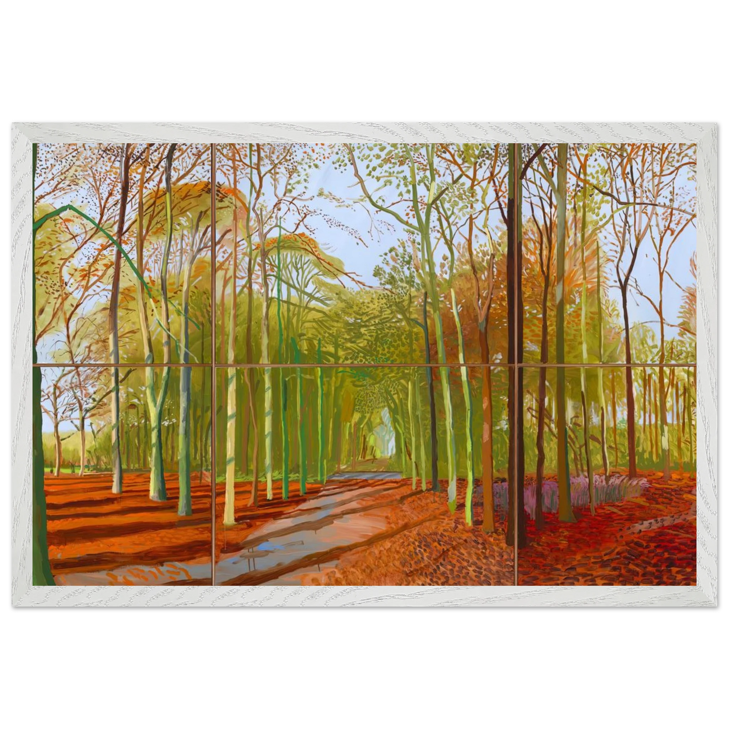 David Hockney - Woldgate Woods, 21, 23 & 29 November 2006 - 50x70 cm / 20x28 inches - Premium Wooden Framed Poster With Fine Art Paper-canvas - Wood frame