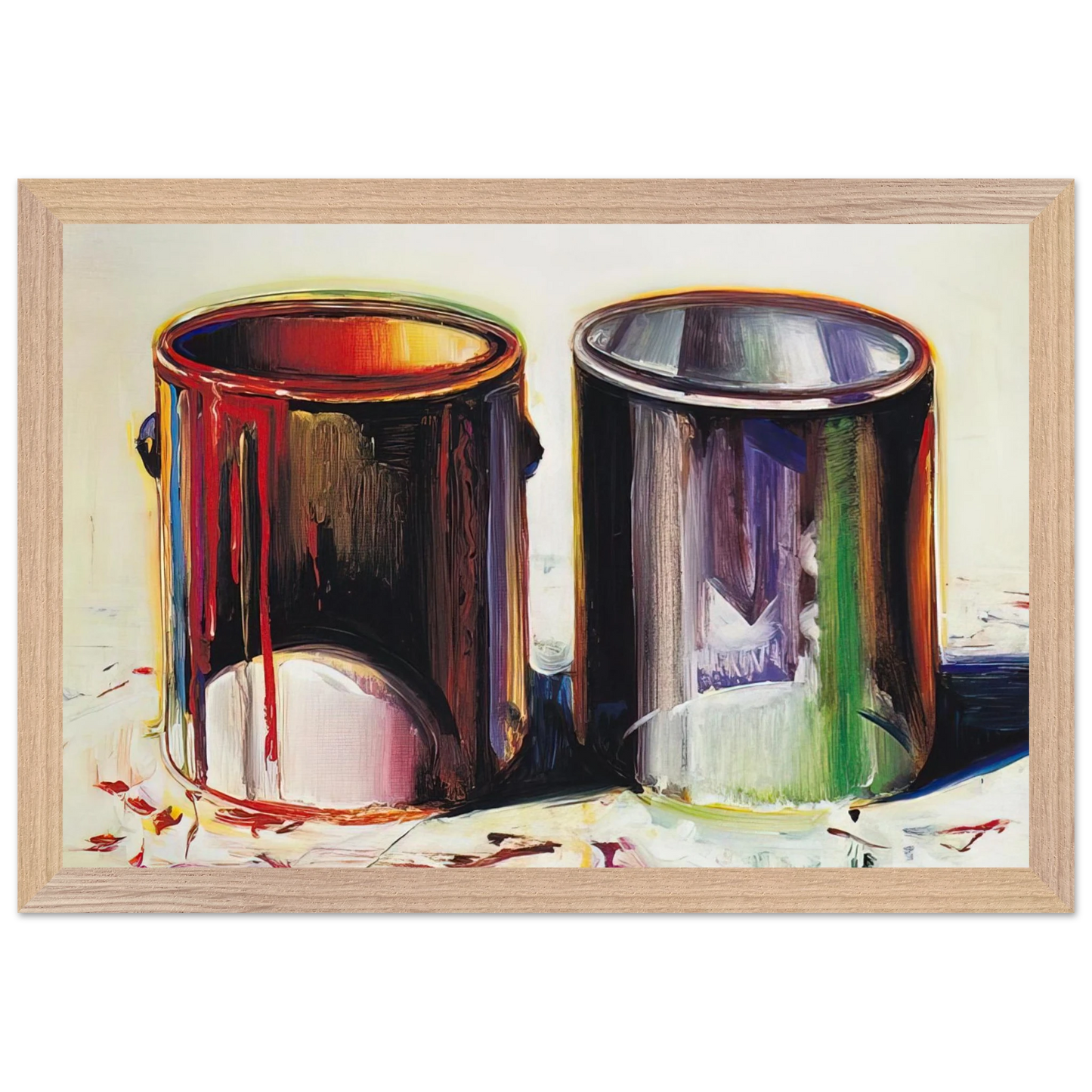 Wayne Thiebaud - Two Paint Cans - 1987 Wall Art - 60x80 cm / 24x32 inches - Premium Wooden Framed Poster With Fine Art Paper - White frame