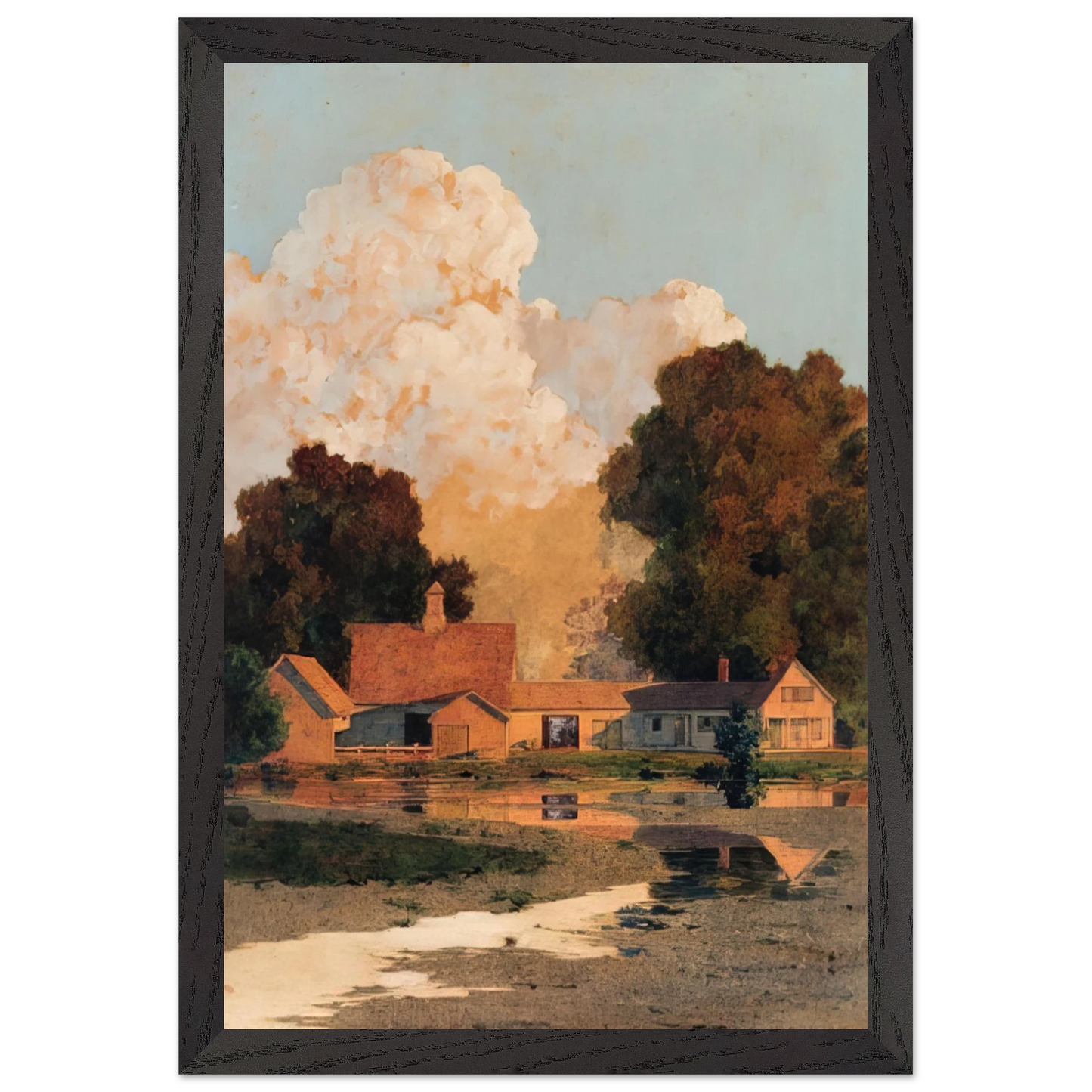 Maxfield Parrish - Daniels Farm, Summer Wall Art - 30x40 cm / 12x16 inches - Premium Wooden Framed Poster With Fine Art Paper-canvas - White frame
