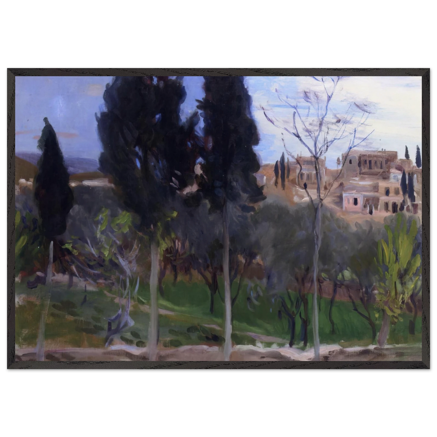 Mediterranean Landscape N1 - John Singer Sargent 70x100 cm / 28x40 inches Framed Art Print – Black Wooden Frame