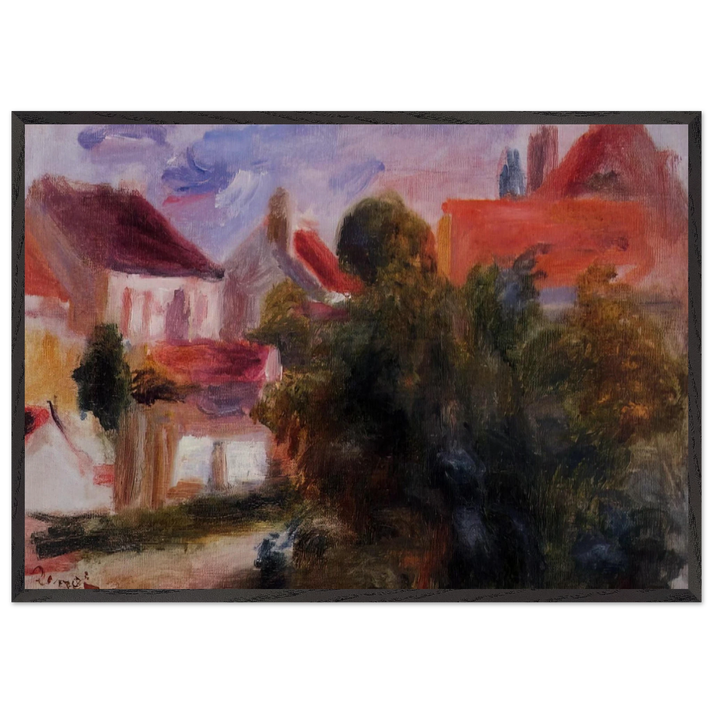 Street in Essoyes - Pierre-Auguste Renoir 70x100 cm / 28x40 inches Framed Art Print – Black Wooden Frame