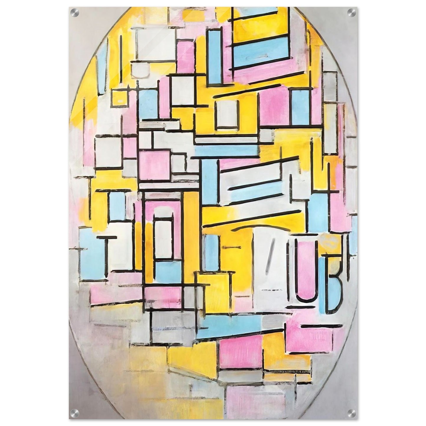 Composition with Oval in Color Planes II - Piet Mondrian Acrylic Print - 70x100 cm / 28x40″ inches