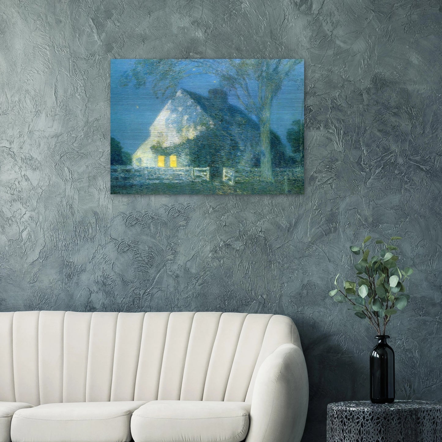 Moonlight, the Old House - Childe Hassam Brushed Aluminum Print - 70x100 cm / 28x40 inches | Childe Hassam Aluminum Print | Childe Hassam Prints