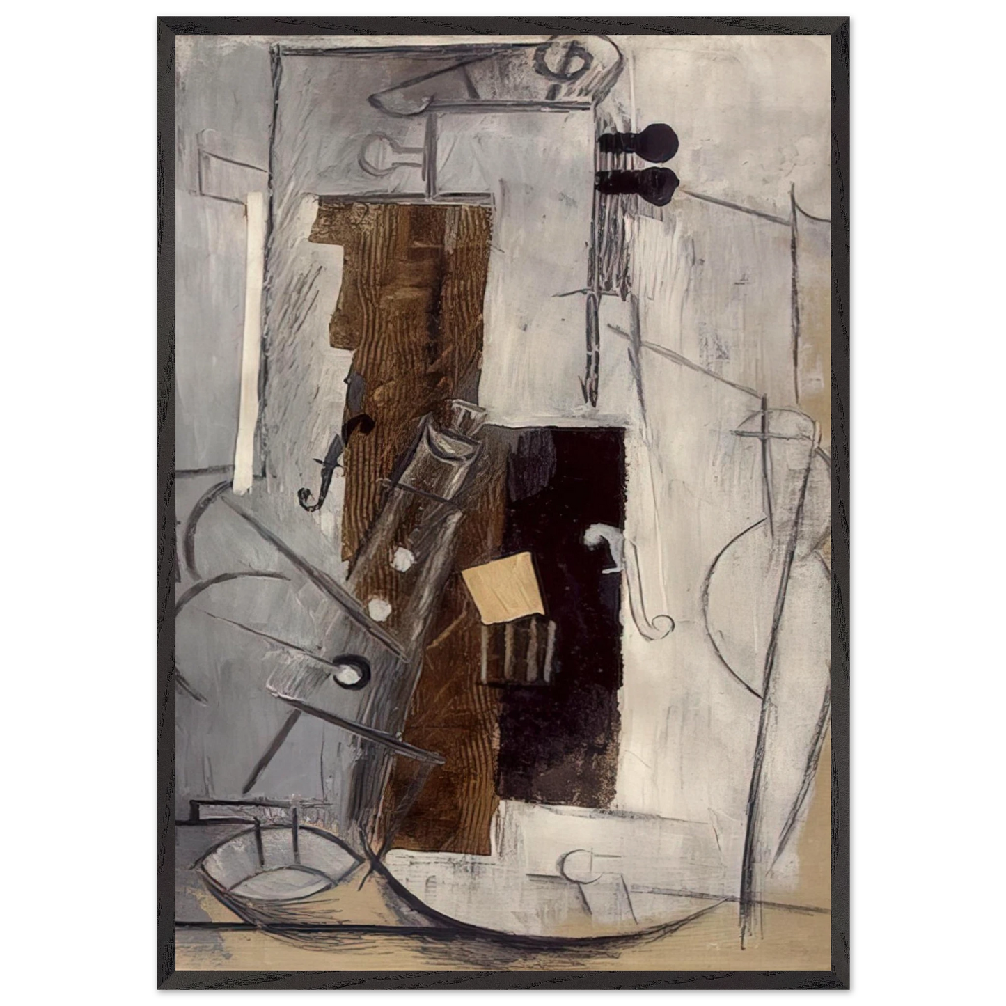Clarinet and Violin - 1913 - Pablo Picasso 70x100 cm / 28x40 inches Framed Art Print – Black Wooden Frame